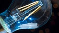 Light bulb Close. Blue Yellow Electric Power Energy Royalty Free Stock Photo