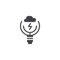 Light bulb with cloud and lightning inside vector icon Royalty Free Stock Photo