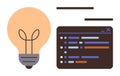 Light Bulb and Code Window Representing Innovation and Technology in Programming Royalty Free Stock Photo