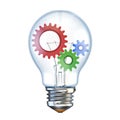 Light bulb with cogwheels 3D Royalty Free Stock Photo