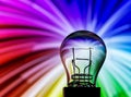 Light Bulb with Colorful Abstract Background