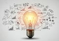 Light bulb, colorful glow, idea visualization, creative thinking Royalty Free Stock Photo
