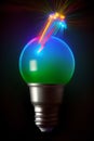 A Light Bulb With A Colorful Light Coming Out Of It. Generative AI