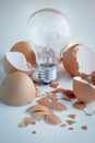 Light bulb that comes out from a broken egg Royalty Free Stock Photo