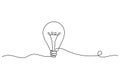 Light bulb continuous one line drawing on white background Royalty Free Stock Photo