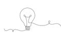 Light bulb continuous one line drawing on white background Royalty Free Stock Photo