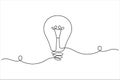 Light bulb continuous one line drawing on white background Royalty Free Stock Photo