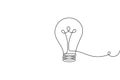 Light bulb continuous one line drawing on white background Royalty Free Stock Photo
