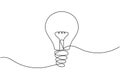 Light bulb continuous one line drawing on white background Royalty Free Stock Photo