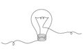 Light bulb continuous one line drawing on white background Royalty Free Stock Photo