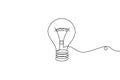 Light bulb continuous one line drawing on white background Royalty Free Stock Photo