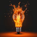 Light bulb creative colored dust powder smoke splash explosion. Royalty Free Stock Photo