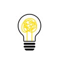 Light bulb, creative logo vector illustration. Mix electric lamp and chaos line. Isolated on white background