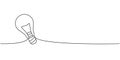 Light bulb, creative thinking, school supplies one line continuous drawing. Back to school continuous one line