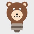 light bulb cute grizzly bear head icon