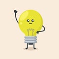 Light bulb cute mascot design illustration