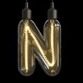 Light bulb 3d font 3d rendering letter N