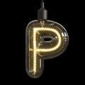 Light bulb 3d font 3d rendering letter P