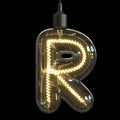 Light bulb 3d font 3d rendering letter R