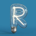Light bulb 3d font 3d rendering letter R