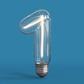 Light bulb 3d font 3d rendering number 1