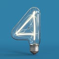 Light bulb 3d font 3d rendering number 4 Royalty Free Stock Photo