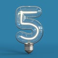 Light bulb 3d font 3d rendering number 5