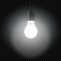 Light bulb in dark template transparent