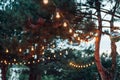 Light bulb decor in outdoor party, Wedding party Royalty Free Stock Photo