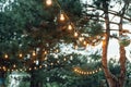 Light bulb decor in outdoor party, Wedding party Royalty Free Stock Photo