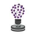 A light bulb design composed of interconnected purple spheres and lines, forming a Royalty Free Stock Photo