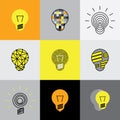 Light Bulb Design Icon, Lightbulb Idea Element Vector Collection Royalty Free Stock Photo