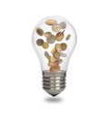 A light bulb with Dollar coins inside