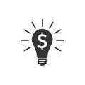 Light bulb with dollar symbol business concept icon isolated. Money making ideas. Flat design Royalty Free Stock Photo