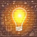 Light bulb with drawing business success strategy Royalty Free Stock Photo