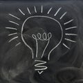 A light bulb drawn on the blackboard Royalty Free Stock Photo