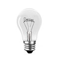 Light bulb with Dream word wire shape. 3D rendering