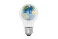 Light bulb with earth globe inside, save energy concept. 3D rend