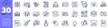 Light bulb, Electric guitar and Framework line icons pack. For web app. Vector