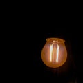 light from a light bulb emitted in a dark room