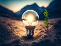 Light bulb for energy, nature, environment and renewable energies, generative ai