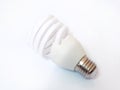 Light bulb, energy saving spiral bulb  on white background Royalty Free Stock Photo