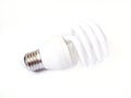 Light bulb, energy saving spiral bulb isolated on white background Royalty Free Stock Photo