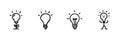 Light Bulb Evolution Line Icon Set In Doodle Style. Innovation, Creativity, And Idea Development Outline Sketch Royalty Free Stock Photo