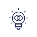 light bulb and eye line icon on white Royalty Free Stock Photo