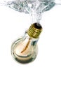 A light bulb falling in water Royalty Free Stock Photo