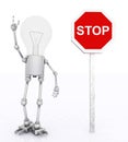 Light bulb figure and stop sign Royalty Free Stock Photo