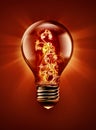 fire flower inside light bulb Royalty Free Stock Photo