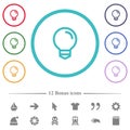 Light bulb flat color icons in circle shape outlines Royalty Free Stock Photo