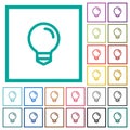 Light bulb flat color icons with quadrant frames